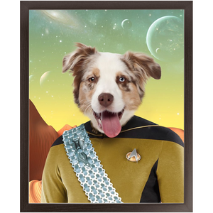 LIEUTENANT WOOF - Star Trek Inspired Custom Pet Portrait Framed Satin Paper Print