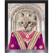 Load image into Gallery viewer, Devilicious - Royal Indian Princess Inspired Custom Pet Portrait Framed Satin Paper Print