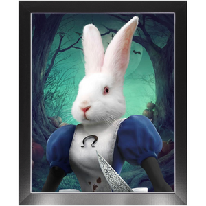 Malice In Chains - Evil Alice and Alice in Wonderland Inspired Custom Pet Portrait Framed Satin Paper Print
