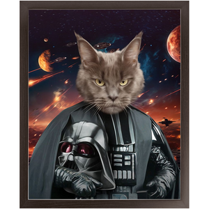 BATH EVADER IN SPACE - Darth Vader & Star Wars Inspired Custom Pet Portrait Framed Satin Paper Print