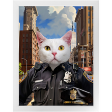 Load image into Gallery viewer, ON THE BEAT - Police Uniform Inspired Custom Pet Portrait Framed Satin Paper Print