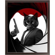 Load image into Gallery viewer, Licence To Chill - James Bond 007 Inspired Custom Pet Portrait Framed Satin Paper Print
