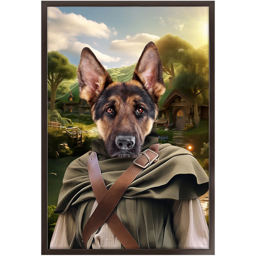 PAWS & PIPEWEED - Lord of the Rings Inspired Custom Pet Portrait Framed Satin Paper Print