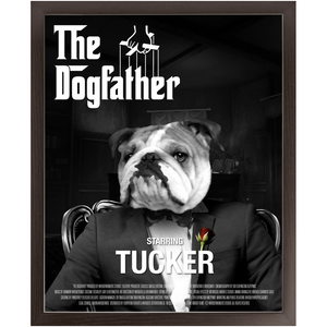 THE DOGFATHER Movie Poster - The Godfather Inspired Custom Pet Portrait Framed Satin Paper Print