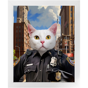 ON THE BEAT - Police Uniform Inspired Custom Pet Portrait Framed Satin Paper Print