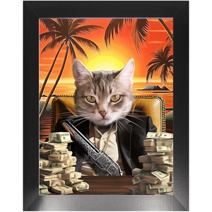 SAY HELLO TO MY LITTLE FRIEND - Scarface Inspired Custom Pet Portrait Framed Satin Paper Print