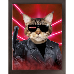 Kyle B Bakk - Arnold Schwarzenegger The Terminator Inspired Custom Pet Portrait Framed Satin Paper Print