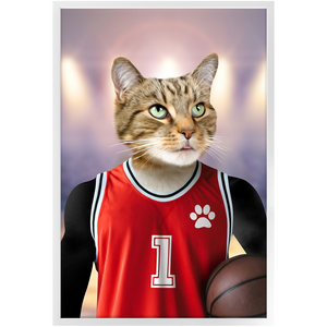 Hoopla- Basketball Player & Sports Inspired Custom Pet Portrait Framed Satin Paper Print