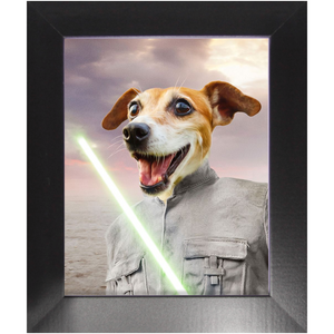Fluke Carchaser - Jedi Luke Skywalker & Star Wars Inspired Custom Pet Portrait Framed Satin Paper Print
