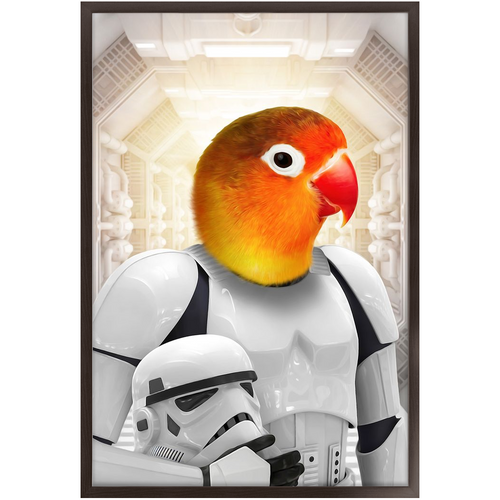 Storm Blooper - Storm Trooper & Star Wars Inspired Custom Pet Portrait Framed Satin Paper Print