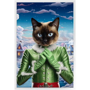 SNOWFLAKE - Christmas elf Inspired Custom Pet Portrait Framed Satin Paper Print