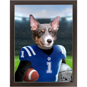 Putting On The Blitz - American Football & Gridiron Inspired Custom Pet Portrait Framed Satin Paper Print