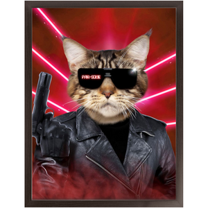 Kyle B Bakk - Arnold Schwarzenegger The Terminator Inspired Custom Pet Portrait Framed Satin Paper Print