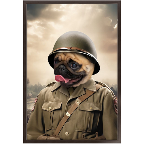 PRIVATE EARED - Military Inspired Custom Pet Portrait Framed Satin Paper Print
