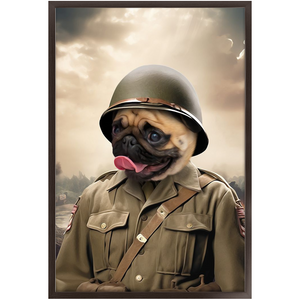 PRIVATE EARED - Military Inspired Custom Pet Portrait Framed Satin Paper Print