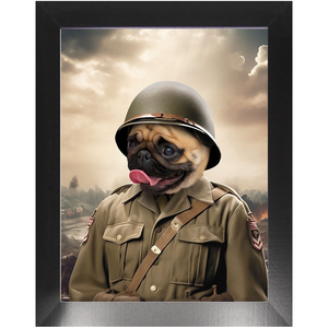 PRIVATE EARED - Military Inspired Custom Pet Portrait Framed Satin Paper Print