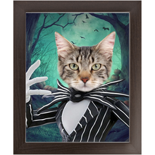 Load image into Gallery viewer, Jack O&#39;Lantin - Christmas &amp; Halloween Inspired Custom Pet Portrait Framed Satin Paper Print