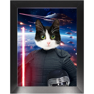 BARK LORD IN SPACE - Kylo Ren & Star Wars Inspired Custom Pet Portrait Framed Satin Paper Print