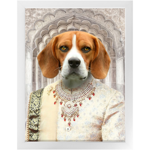 Raj Mahal - Royal Indian Prince Inspired Custom Pet Portrait Framed Satin Paper Print
