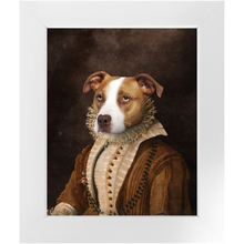 Load image into Gallery viewer, BARONESS OF BROWN - Renaissance Inspired Custom Pet Portrait Framed Satin Paper Print