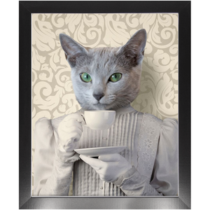 Lady Lick - Renaissance Inspired Custom Pet Portrait Framed Satin Paper Print