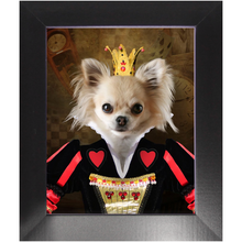 Load image into Gallery viewer, Teeny Queenie - The Queen of Hearts &amp; Alice in Wonderland Inspired Custom Pet Portrait Framed Satin Paper Print