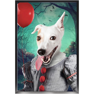 Manypies - Halloween, IT & Clown Inspired Custom Pet Portrait Framed Satin Paper Print