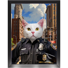 Load image into Gallery viewer, ON THE BEAT - Police Uniform Inspired Custom Pet Portrait Framed Satin Paper Print