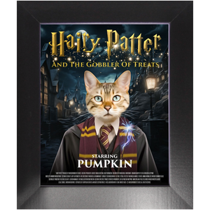 HAIRY PATTER Movie Poster - Harry Potter Inspired Custom Pet Portrait Framed Satin Paper Print