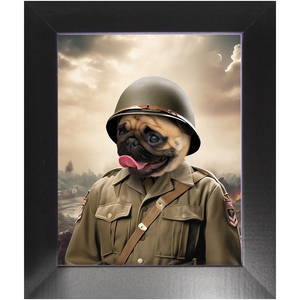 PRIVATE EARED - Military Inspired Custom Pet Portrait Framed Satin Paper Print