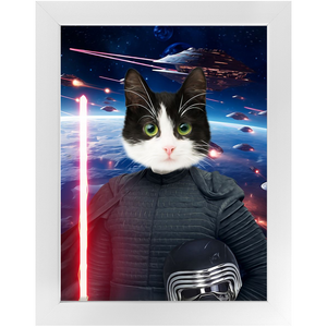BARK LORD IN SPACE - Kylo Ren & Star Wars Inspired Custom Pet Portrait Framed Satin Paper Print