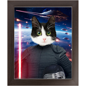 BARK LORD IN SPACE - Kylo Ren & Star Wars Inspired Custom Pet Portrait Framed Satin Paper Print