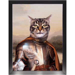 Knight In Brown Satin - Renaissance Inspired Custom Pet Portrait Framed Satin Paper Print