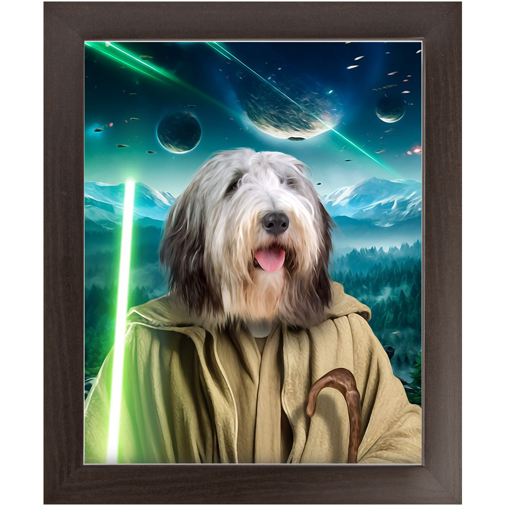 YO, DOG! IN SPACE - Yoda & Star Wars Inspired Custom Pet Portrait Framed Satin Paper Print