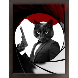 Licence To Chill - James Bond 007 Inspired Custom Pet Portrait Framed Satin Paper Print