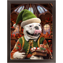Load image into Gallery viewer, SANTA&#39;S LITTLE HELPER 2 - Christmas Elf Inspired Custom Pet Portrait Framed Satin Paper Print