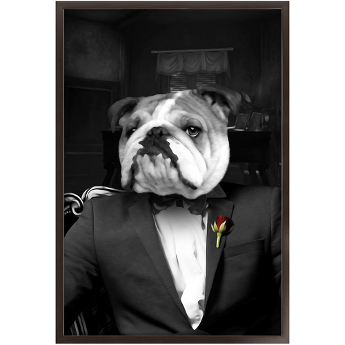 The Dogfather - Godfather, Gangster & Mafia Inspired Custom Pet Portrait Framed Satin Paper Print