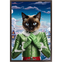 Load image into Gallery viewer, SNOWFLAKE - Christmas elf Inspired Custom Pet Portrait Framed Satin Paper Print