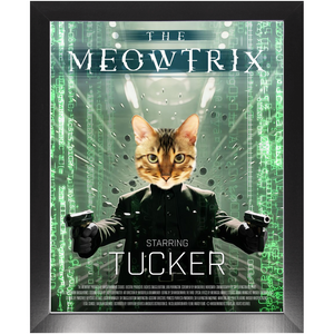 THE MEOWTRIX Movie Poster - The Matrix Inspired Custom Pet Portrait Framed Satin Paper Print