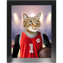 Load image into Gallery viewer, Hoopla- Basketball Player &amp; Sports Inspired Custom Pet Portrait Framed Satin Paper Print