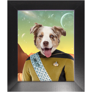 LIEUTENANT WOOF - Star Trek Inspired Custom Pet Portrait Framed Satin Paper Print