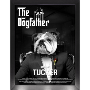 THE DOGFATHER Movie Poster - The Godfather Inspired Custom Pet Portrait Framed Satin Paper Print
