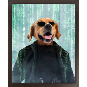 Neo Barksist - The Matrix Inspired Custom Pet Portrait Framed Satin Paper Print