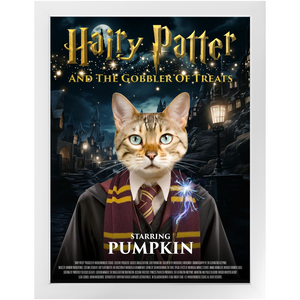 HAIRY PATTER Movie Poster - Harry Potter Inspired Custom Pet Portrait Framed Satin Paper Print