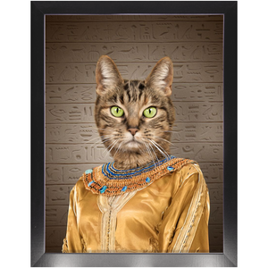 Cleopatme - Cleopatra of Egypt Inspired Custom Pet Portrait Framed Satin Paper Print