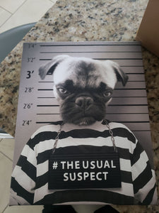 The Usual Suspect - Gangster Mugshot Inspired Custom Pet Portrait Canvas