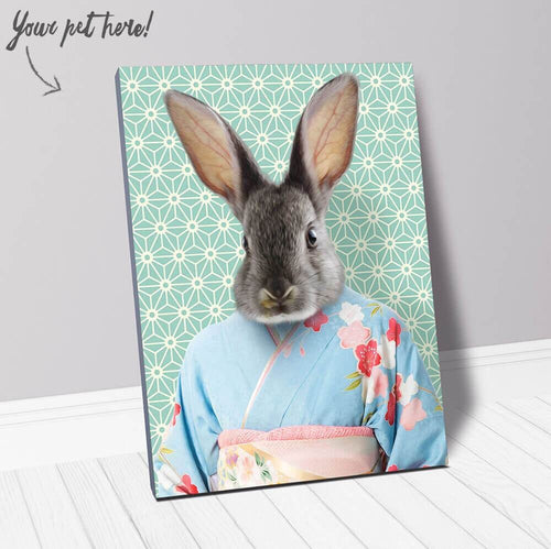 Aozora - Japanese Geisha & Kimono Inspired Custom Pet Portrait Canvas