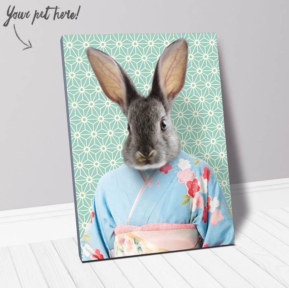 Aozora - Japanese Geisha & Kimono Inspired Custom Pet Portrait Canvas