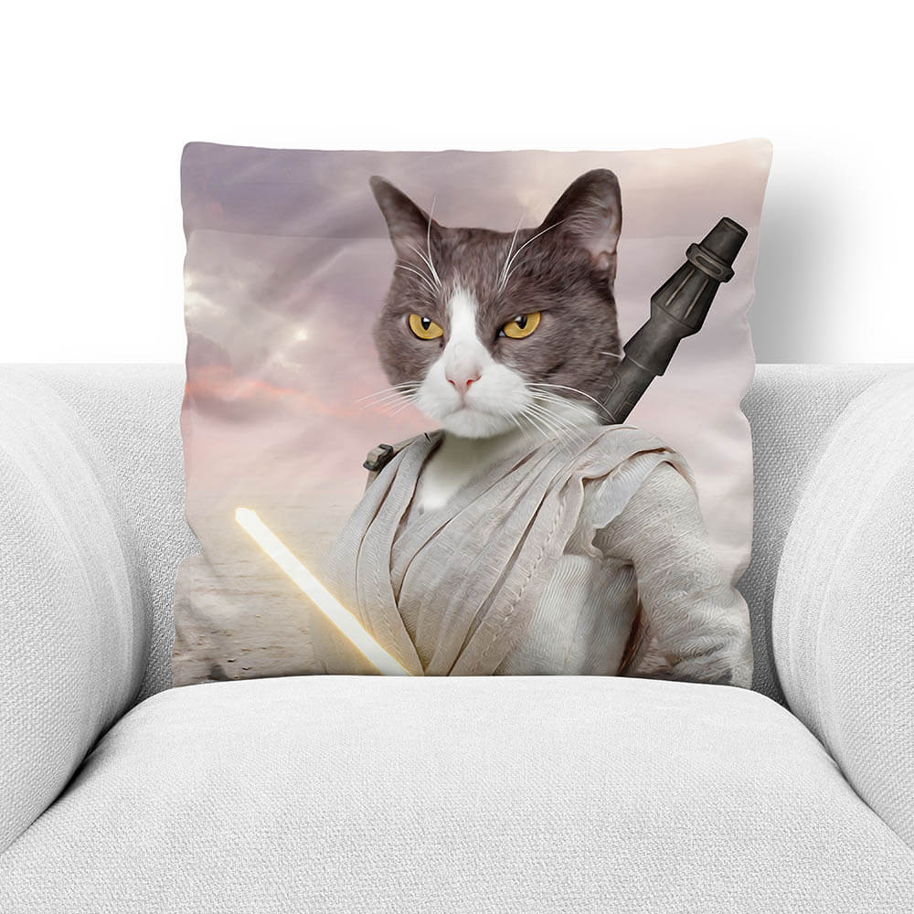 Light Rey - Rey Skywalker & Star Wars Inspired Custom Pet Portrait Throw Pillow