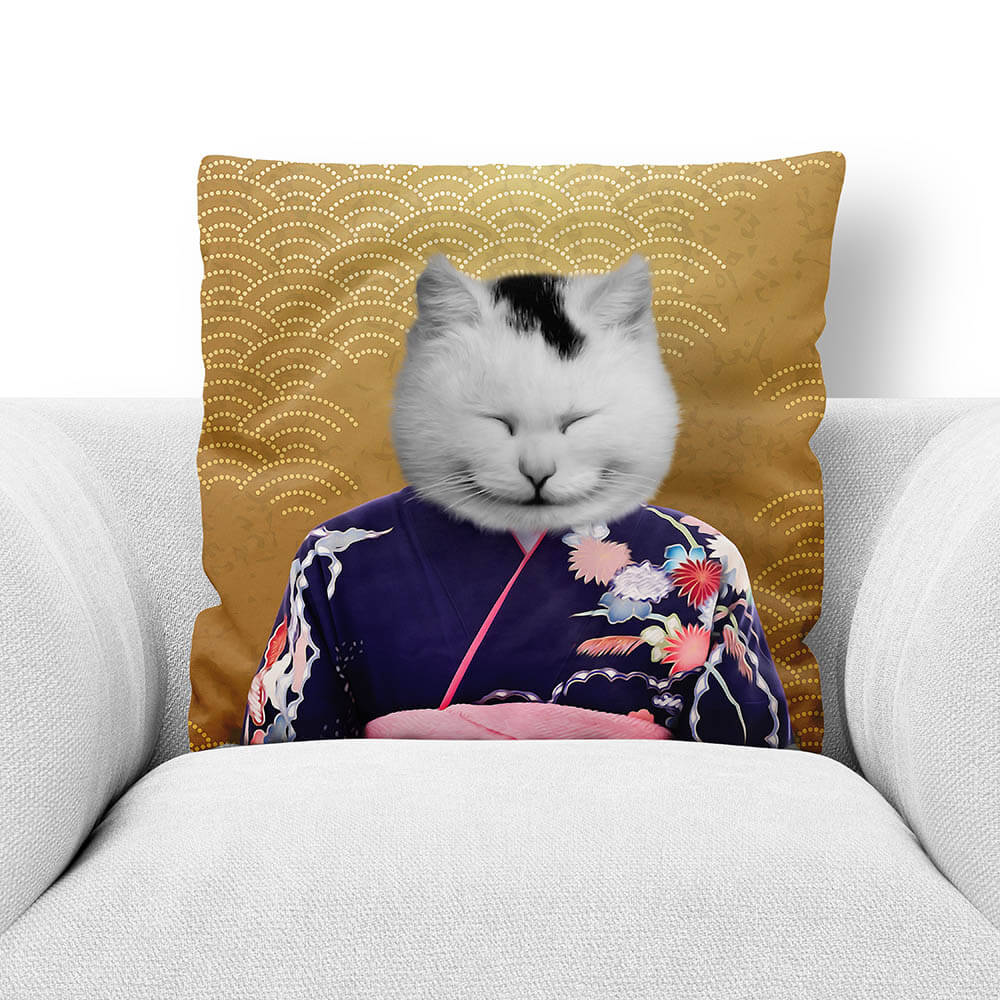 MURASAKI NO SANBUN - CUSTOM PET PORTRAIT THROW PILLOW